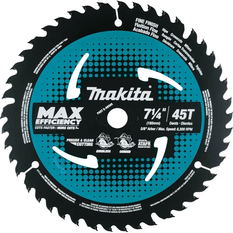Makita B-68585 7-1/4" 45T Carbide-Tipped Max Efficiency Saw Blade, Fine Crosscutting