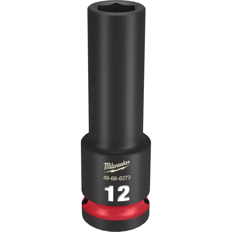 Milwaukee 49-66-6273 SHOCKWAVE Impact Duty 1/2-Inch Drive 12MM Deep 6 Point Socket