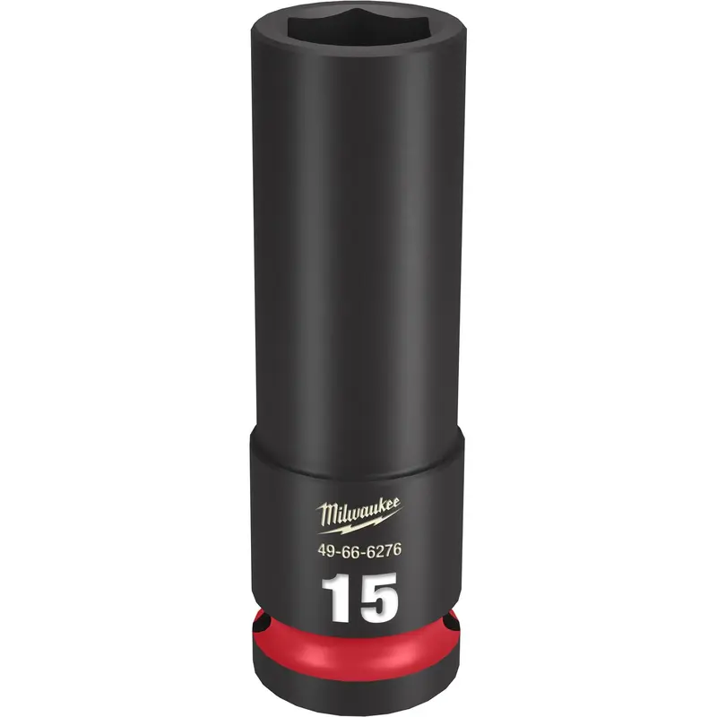 Milwaukee 49-66-6276 SHOCKWAVE Impact Duty 1/2-Inch Drive 15MM Deep 6 Point Socket