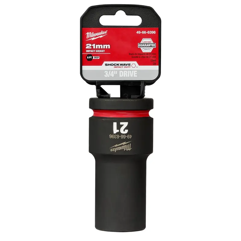 Milwaukee 49-66-6396 SHOCKWAVE Impact Duty 3/4-Inch Drive 21MM Deep 6 Point Socket