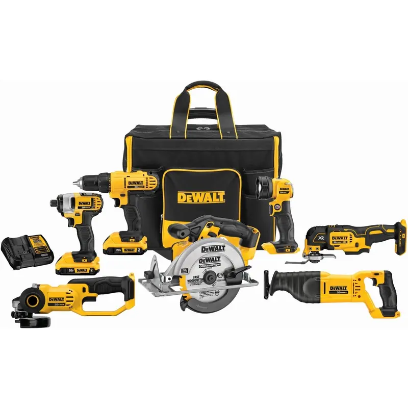 DEWALT DCKSS721D2 20V MAX Cordless 7-Tool Combo Kit With Large Rolling Contractor Bag