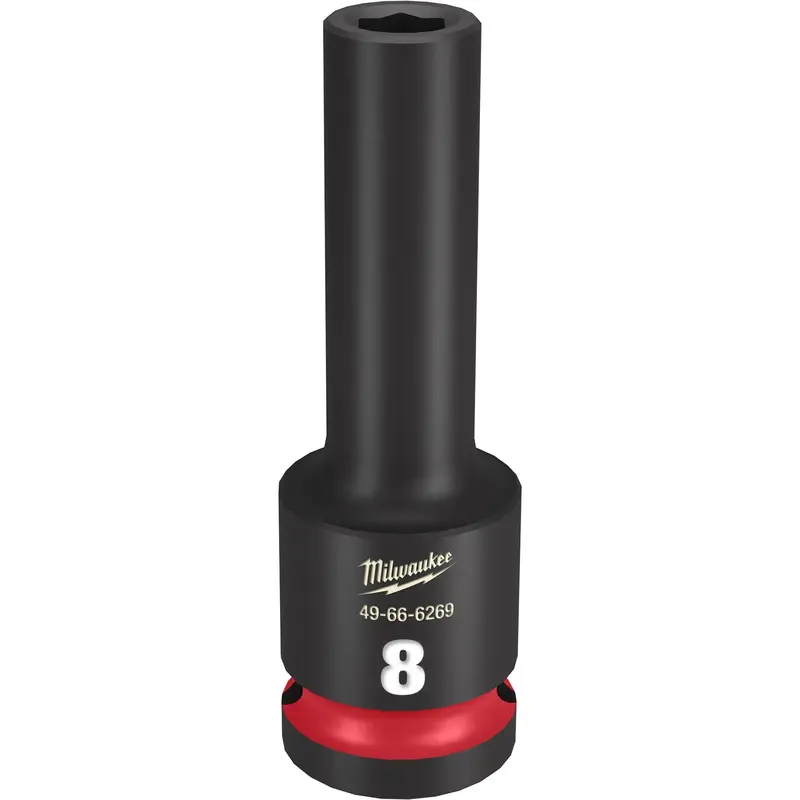 Milwaukee 49-66-6269 SHOCKWAVE Impact Duty 1/2-Inch Drive 8MM Deep 6 Point Socket