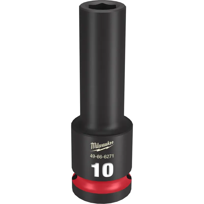 Milwaukee 49-66-6271 SHOCKWAVE Impact Duty 1/2-Inch Drive 10MM Deep 6 Point Socket