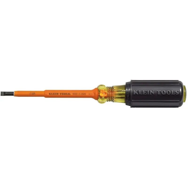 Klein 601-4-INS Insulated 3/16" Cabinet-Tip  4" Round-Shank Screwdriver