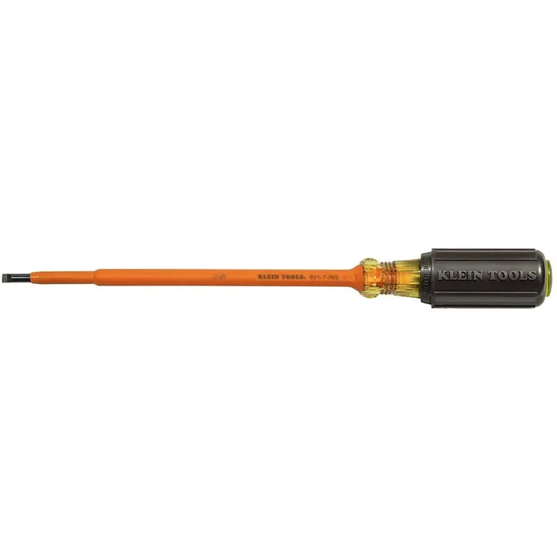 Klein 601-7-INS Insulated 3/16" Cabinet-Tip  7" Round-Shank Screwdriver