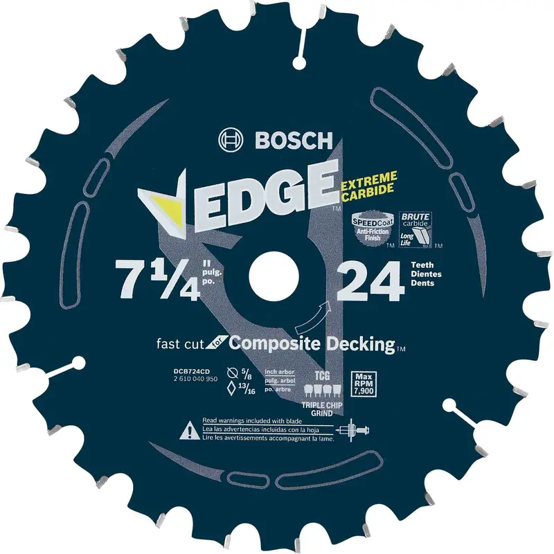 Bosch DCB724CD 7-1/4 In. 24 Tooth Edge Circular Saw Blade for Composite Decking