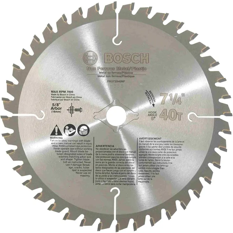 Bosch PRO72540NF 7-1/4-Inch 40 Tooth Non-Ferrous Metal Cutting Circular Saw Blade