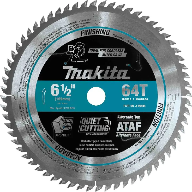 Makita A-99948 6-1/2" 64T Carbide-Tipped Ultra-Thin Kerf Saw Blade