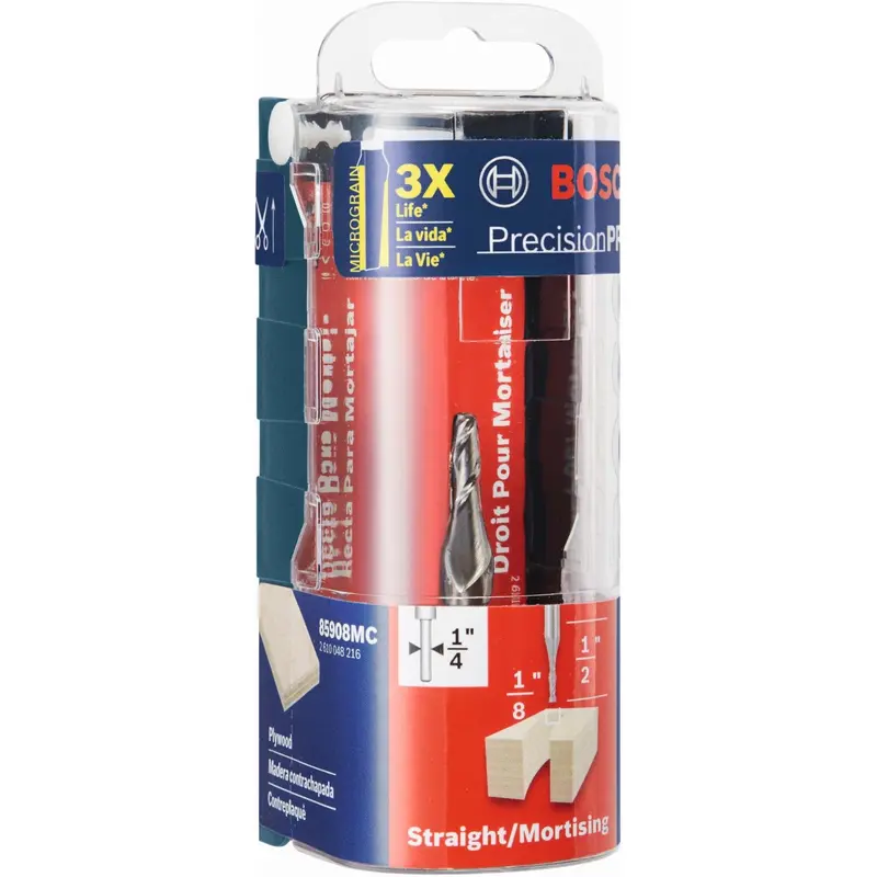 Bosch 85908MC 1/8" x 1/2" Solid Carbide Double-Flute Upcut Spiral Router Bit