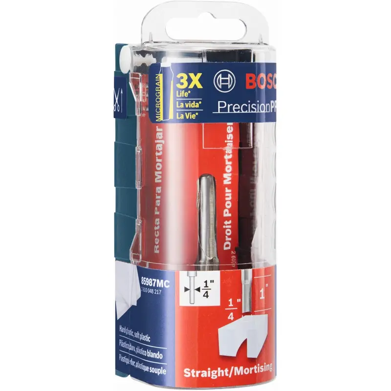 Bosch 85987MC 1/4" x 1" Solid Carbide Double-Flute Straight Router Bit