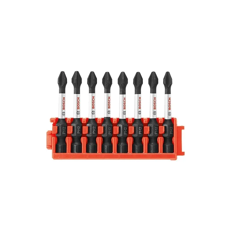 Bosch CCSPH2208 8-Piece Impact Tough Phillips P2 2" Power Bits with Clip for Custom Case System