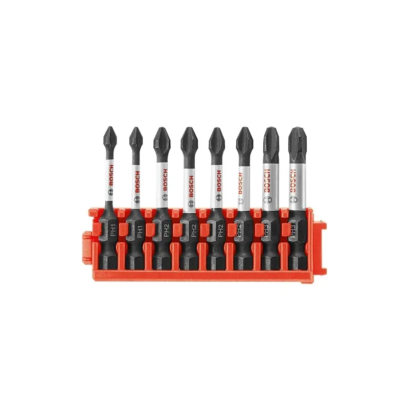 Bosch CCSPHV208 8-Piece Impact Tough Phillips 2" Power Bits with Clip for Custom Case System
