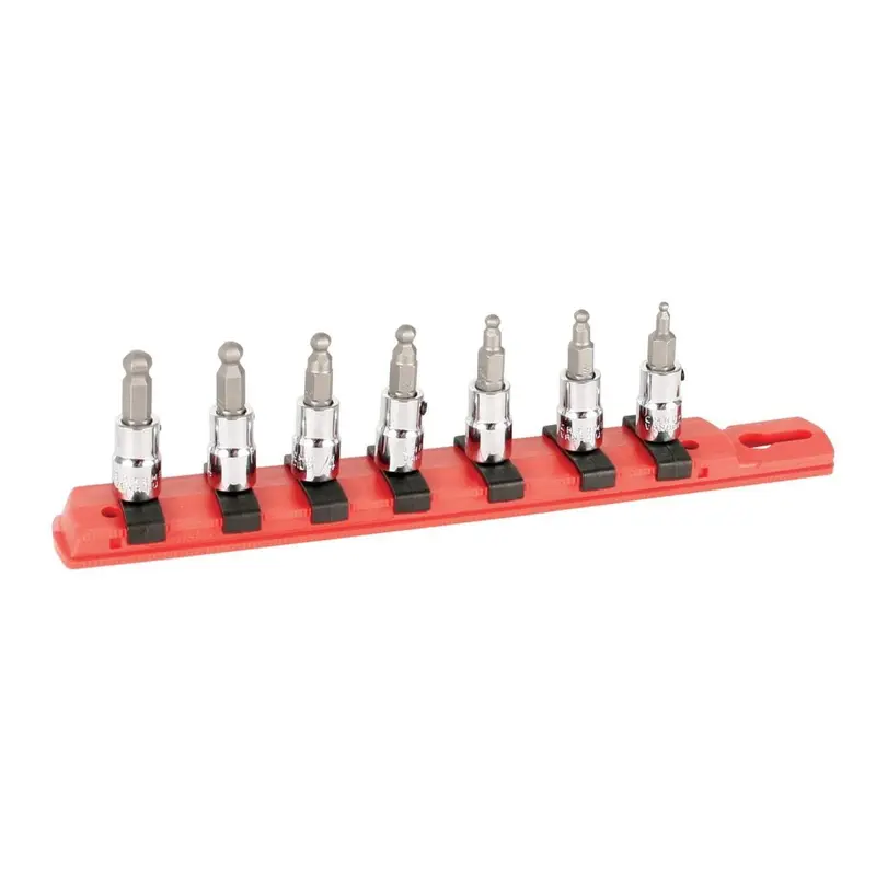 Wiha 71398 Ball End Hex Inch Bit Socket 1/4" Square Drive 7 Piece Set