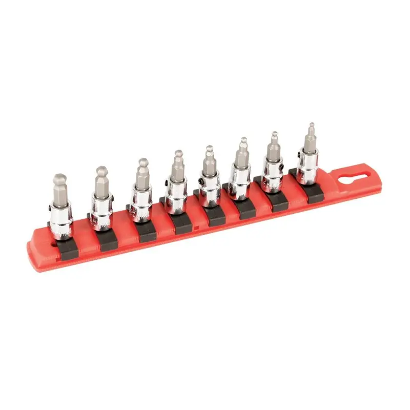 Wiha 71798 Ball End Hex Inch Bit Socket 1/4" Square Drive 8 Piece Set