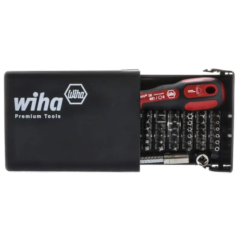 Wiha 71990 Security Bits Collector 39-Piece Set with Magnetic Bit Holder, Socket and Handle