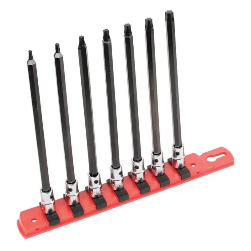Wiha 77193 Torx 6" Long Bit Socket 1/4" Square Drive 7 Piece Set