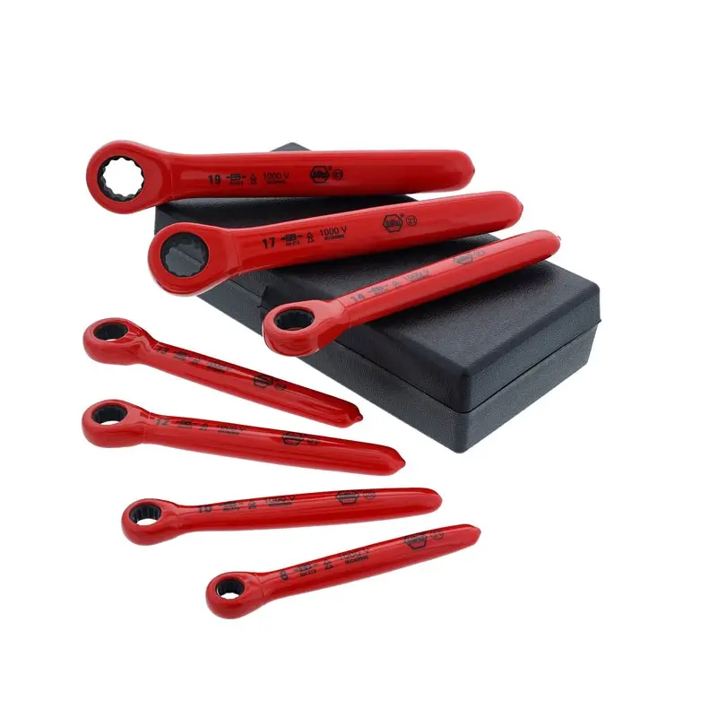 Wiha 21290 7-Piece Insulated Ratchet Wrench Set, Metric