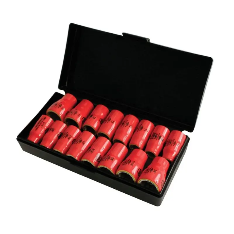 Wiha 31491 Insulated 3/8" Drive Socket 16 Piece Inch/Metric Set