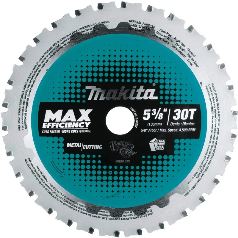 Makita B-69222 5-3/8" 30T Carbide-Tipped Max Efficiency Saw Blade, Metal/General Purpose
