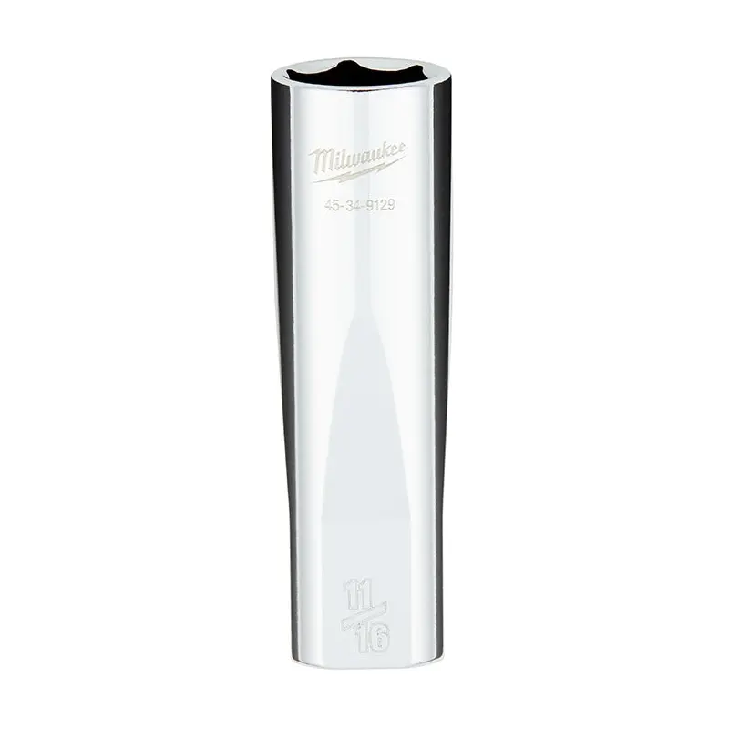 Milwaukee 45-34-9129 1/2" Drive 11/16" SAE 6-Point Deep Socket with FOUR FLAT Sides