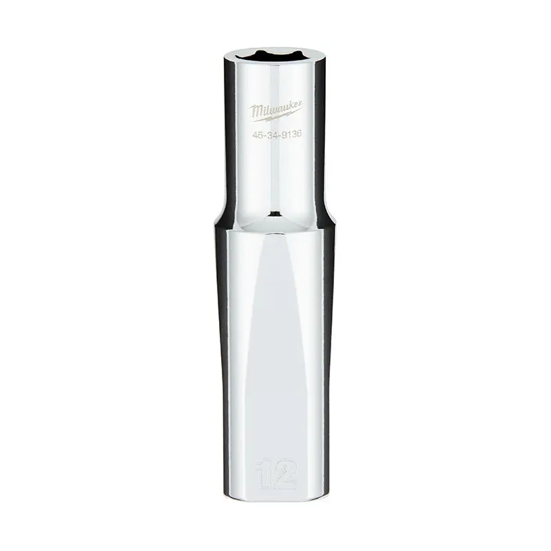 Milwaukee 45-34-9136 1/2" Drive 12mm Metric 6-Point Deep Socket with FOUR FLAT Sides