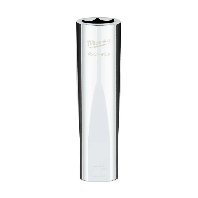 Milwaukee 45-34-9139 1/2" Drive 15mm Metric 6-Point Deep Socket with FOUR FLAT Sides