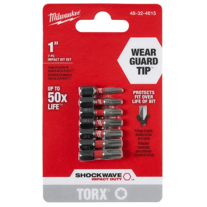 Milwaukee 48-32-4615 Shockwave Torx 1 Insert Bit Set, 7-Pieces