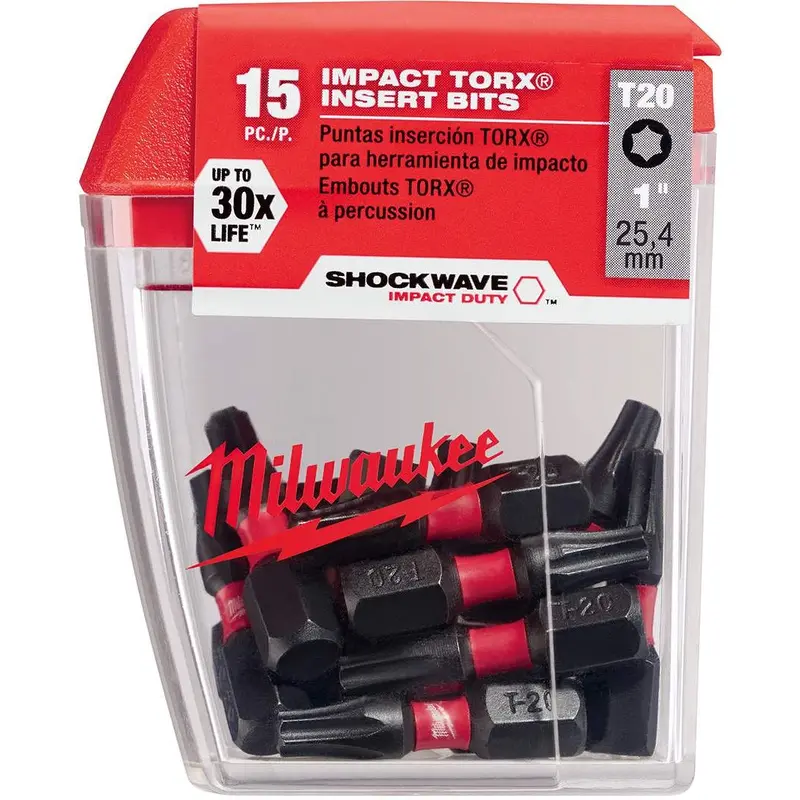 Milwaukee 48-32-5011 Shockwave 1-Inch Impact Torx T20 Power Bits, 15-Pack