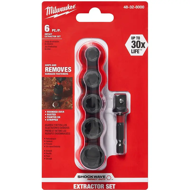 Milwaukee 48-32-8000 Shockwave Impact Extractor Set - 6-Piece