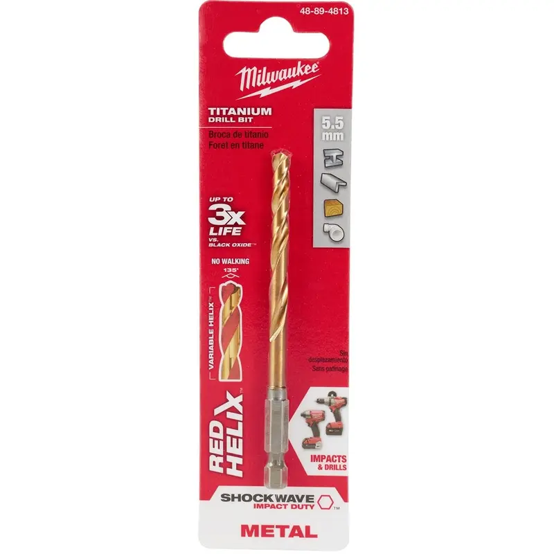 Milwaukee 48-89-4813 Metric Shockwave Titanium Red Helix 5.5mm
