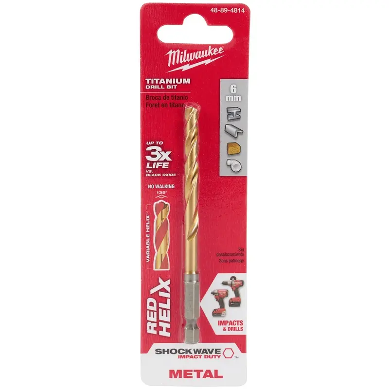 Milwaukee 48-89-4814 Metric Shockwave Titanium Red Helix 6mm