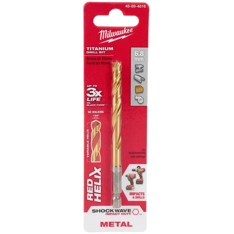 Milwaukee 48-89-4816 Metric Shockwave Titanium Red Helix 6.8mm