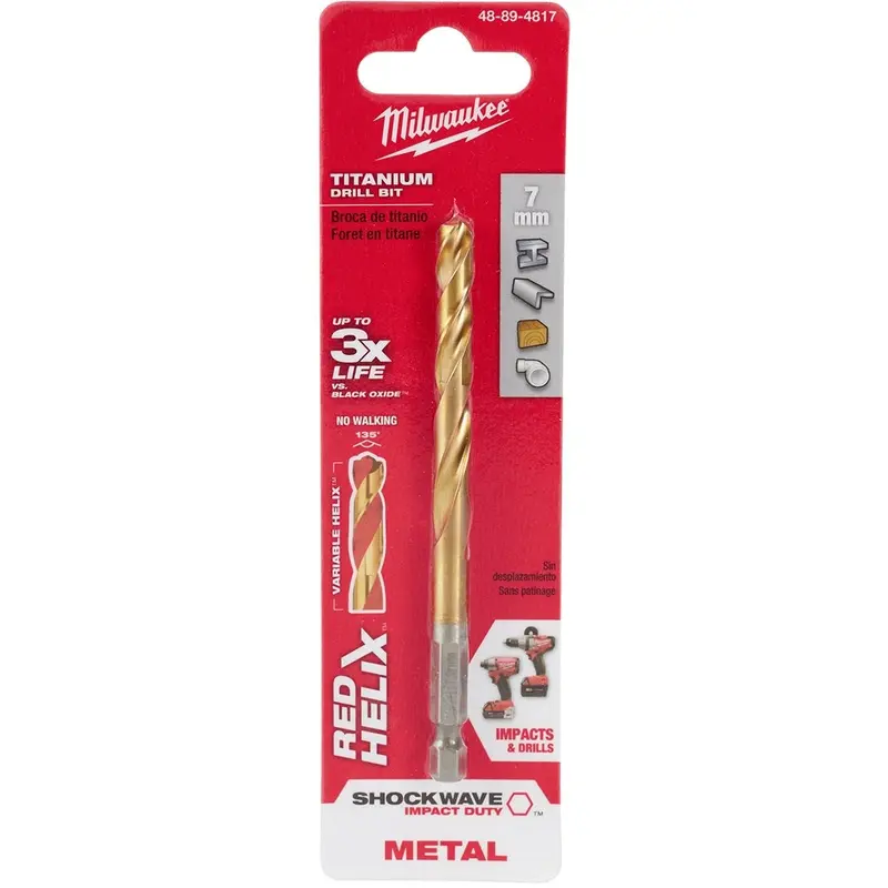 Milwaukee 48-89-4817 Metric Shockwave Titanium Red Helix 7mm