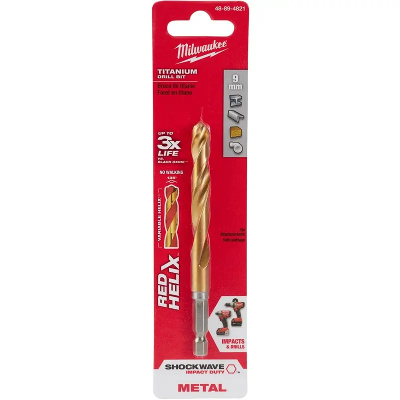 Milwaukee 48-89-4821 Metric Shockwave Titanium Red Helix 9mm