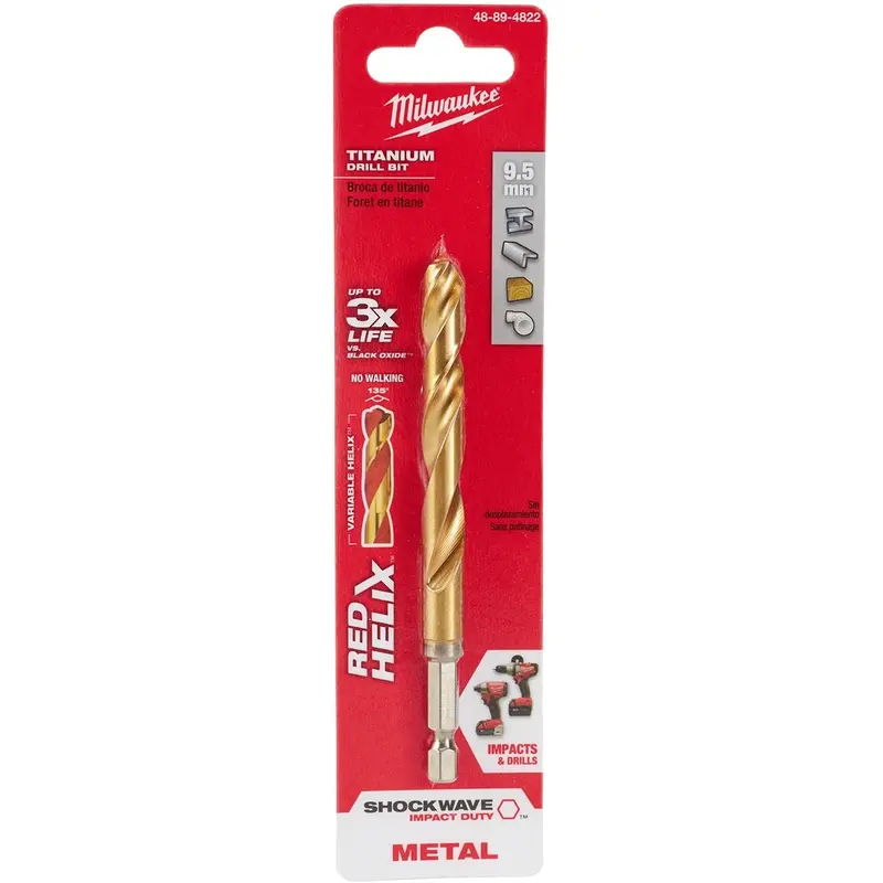Milwaukee 48-89-4822 Metric Shockwave Titanium Red Helix 9.5mm