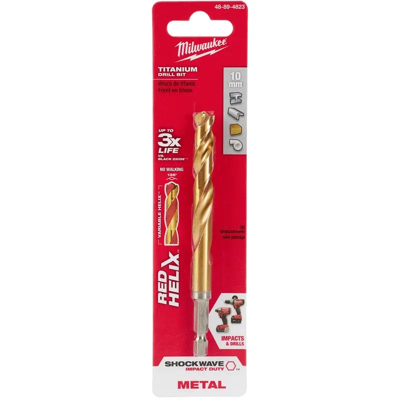 Milwaukee 48-89-4823 Metric Shockwave Titanium Red Helix 10mm