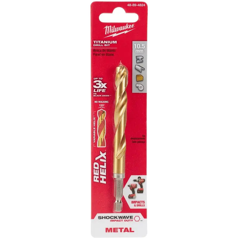 Milwaukee 48-89-4824 Metric Shockwave Titanium Red Helix 10.5mm
