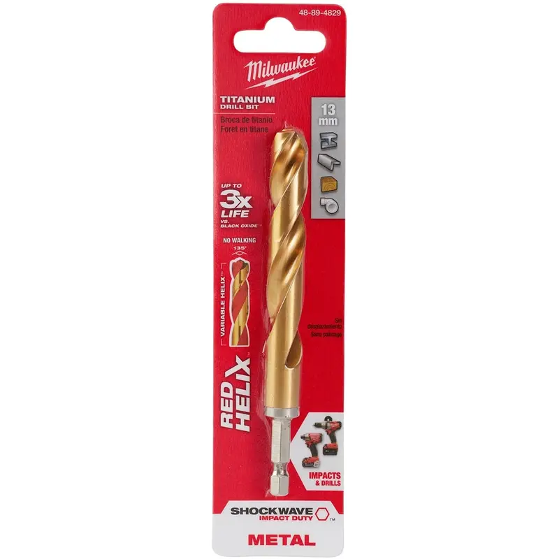 Milwaukee 48-89-4829 Metric Shockwave Titanium Red Helix 13mm