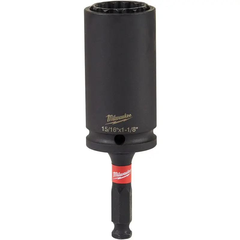 Milwaukee 49-66-5124 Shockwave Lineman's 12Pt 15/16-Inch & 1 1/8-Inch 2-In-1 Socket