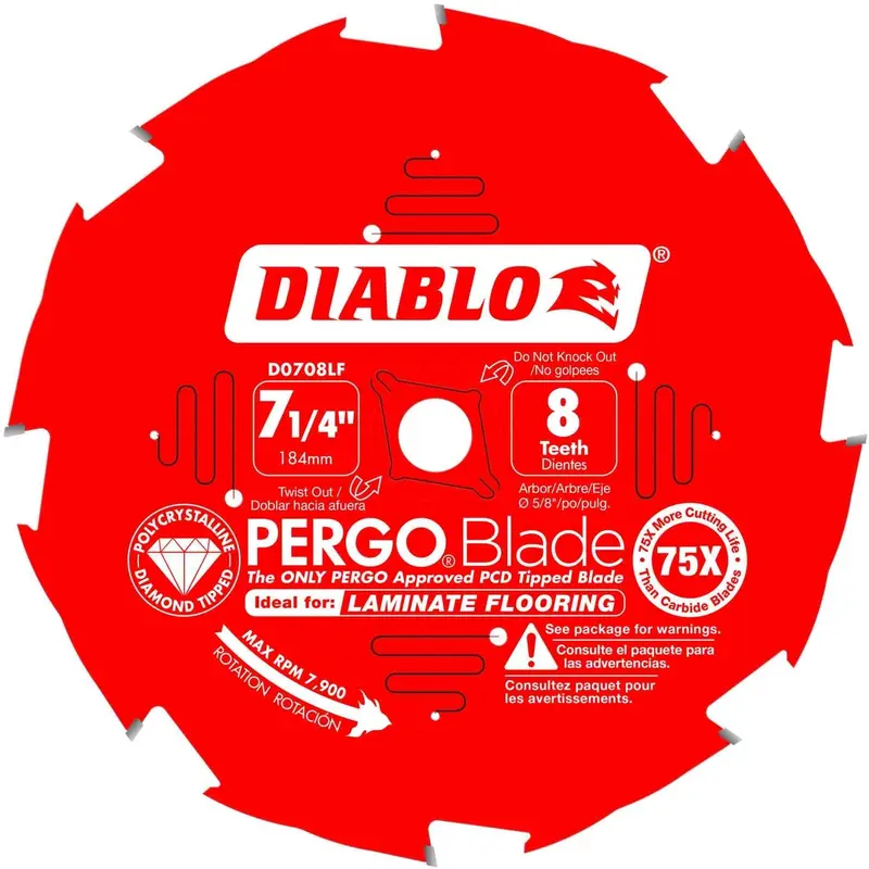 Diablo D0708LF 7-1/4 in. x 8-Tooth  (PCD) Laminate Flooring Saw Blade