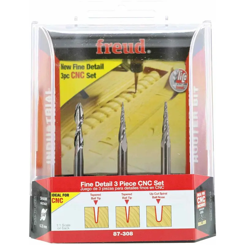 Freud 87-308 3-Piece CNC Fine Detail Router Bit Set