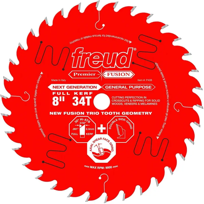 Freud P408 8 in. 34-Tooth Premier Fusion General Purpose Blade