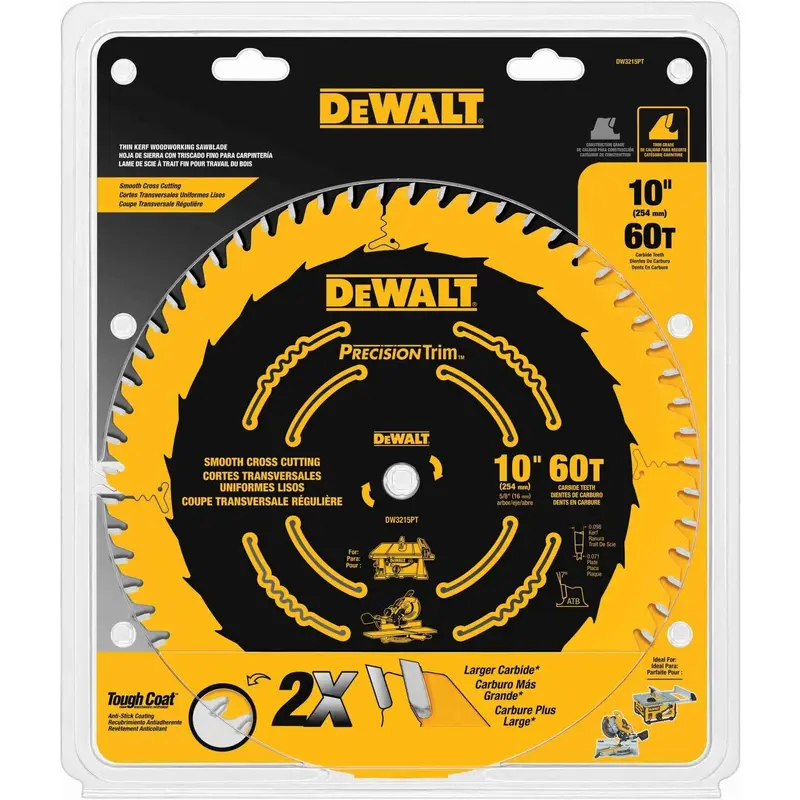 DeWalt DW3215P-Tooth 10 in. 60-Tooth Smooth Crosscutting Saw Blade