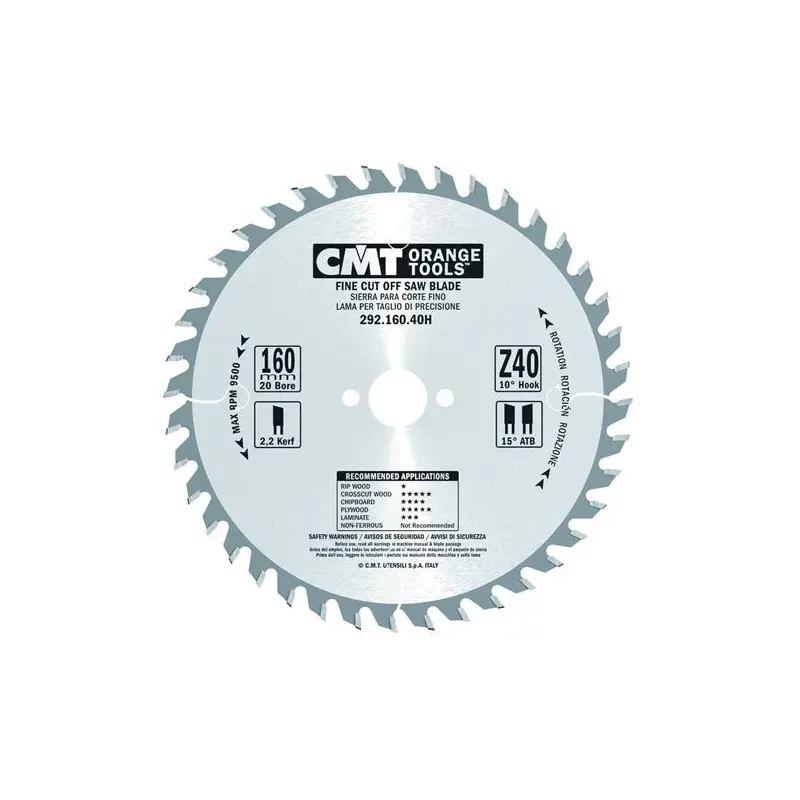 CMT 292.160.40H Fine Cut-Off Saw Blade 160mm (6-5/16-inch) x