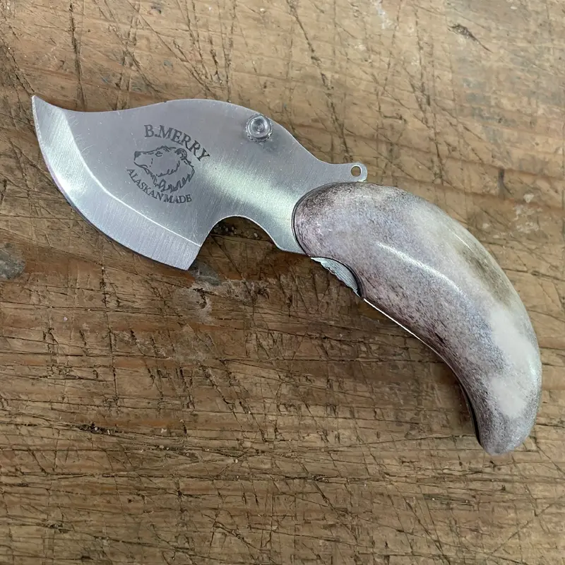 B. Merry Pocket Ulu w/ Caribou Antler Handle (BMRPUCA)