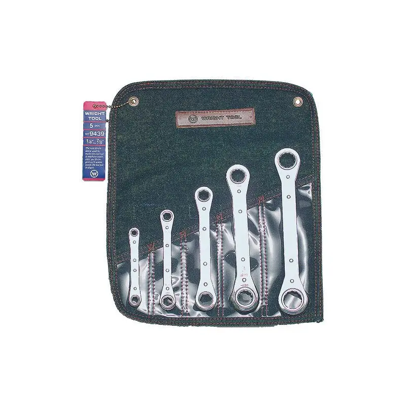 5 pc Wright Tool 9439 Ratchet Box Wrench Set w/ Tool Roll (9439WR)