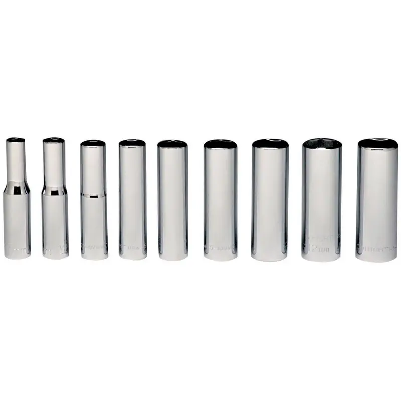 1/4" Drive 9 Piece 6 Point Deep Metric Socket Set 5mm - 13mm (257WR)