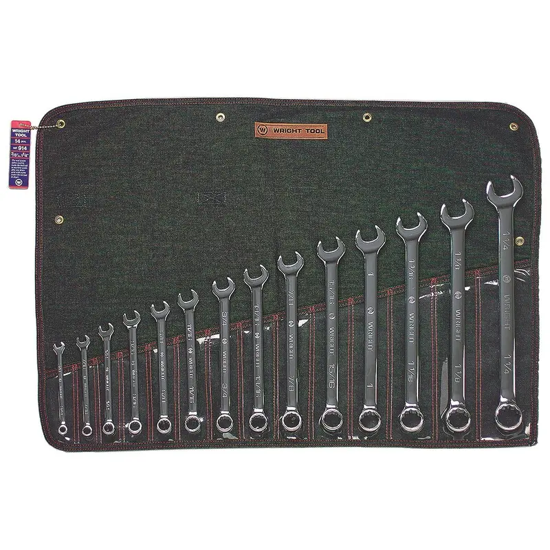 14 Piece Full Polish Combination Wrench Set 3/8" - 1-1/4" 12 Point (914WR)