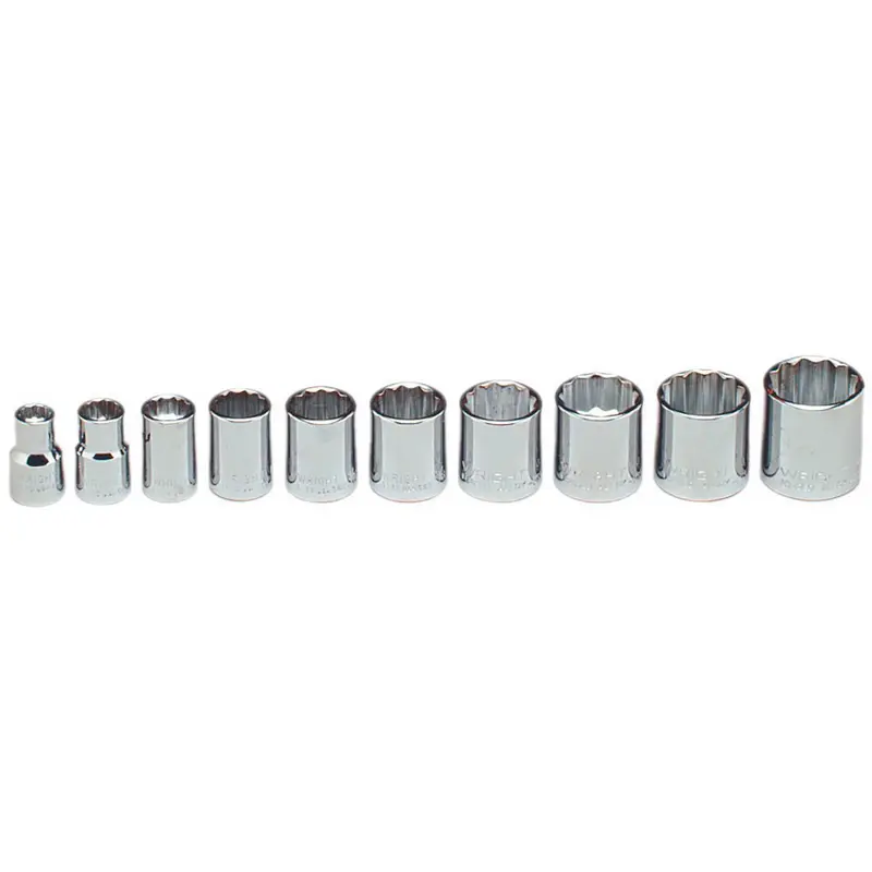 3/8" Drive 10 Piece 12 Point Standard Socket Set (378WR)