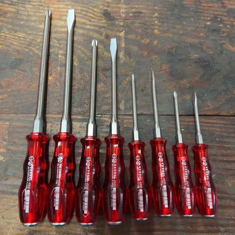Vessel 8pc Slotted and Phillip Power Grip Screwdriver Set (V4500S/P)